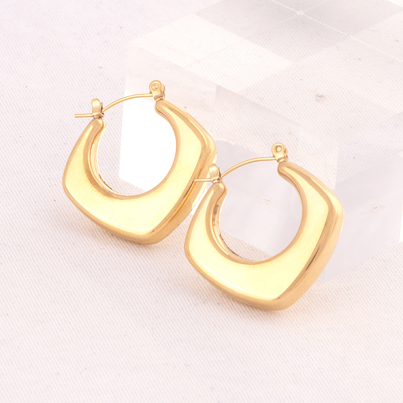 1 Pair Simple Style Geometric Plating Titanium Steel 18k Gold Plated Earrings display picture 5