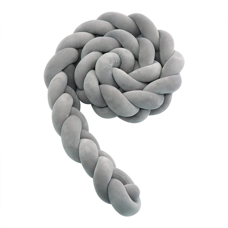 Protector de Barandilla de Cama con Trenza de Tres Hebras, Decoración de Barandilla de Cama para Bebés y Niños, Almohada Anudada de Estilo Europeo Tejida a Mano Estilo Ins.