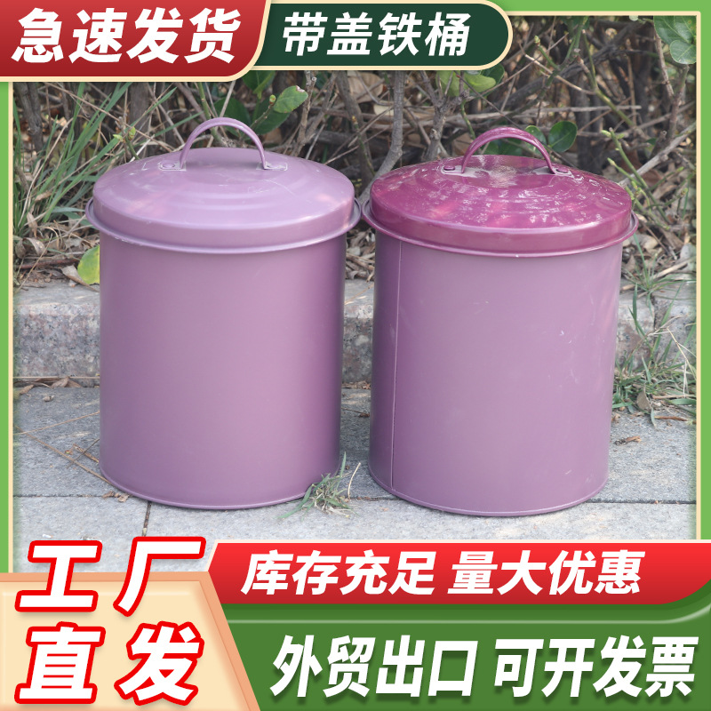 带盖铁桶厨房密封储物桶小物品收纳桶五谷杂粮储藏桶圆桶密封防潮