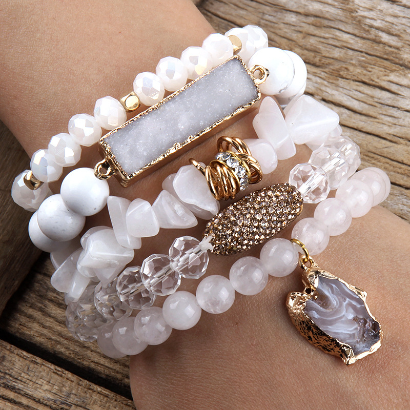113g Weight Natural Stone Pendant Material Bracelets Classification Natural Stone Chain Material Beaded Chain Chain Type 1 Piece Quantity Holiday, Tea Party Occasion natural stone Material Geometric Pattern Women's Gender Vacation Style Vacation Geometric Natural Stone Beaded Chain Bracelets In Bulk 28