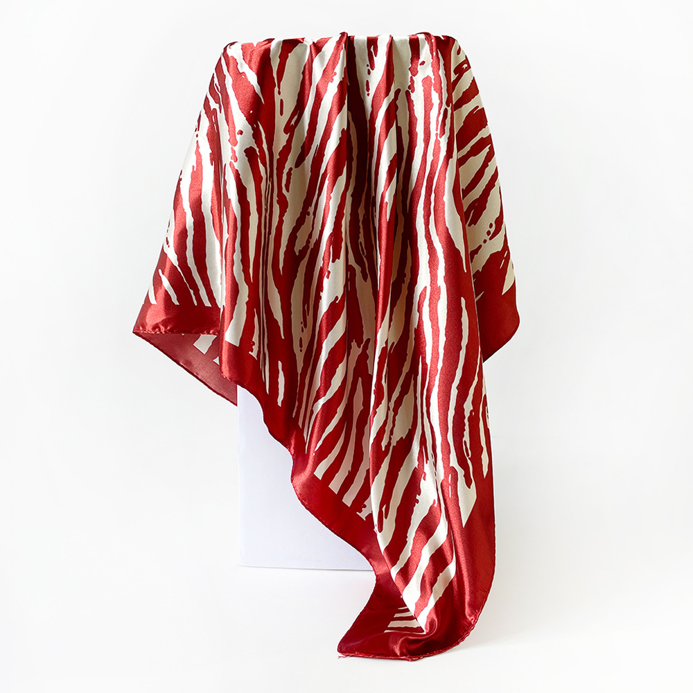 Lenço quadrado de seda estampado zebra echarpe feminina_voghion.com