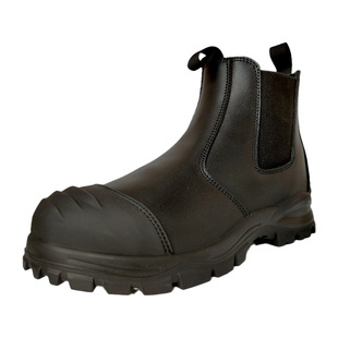 Black slip-on leather slip-on Australian style TPU outsole safety work boots