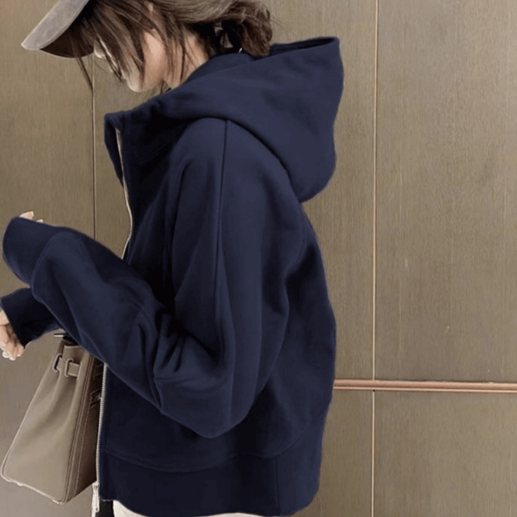 Short Hooded Sweatshirt Jacket for Women, Spring and Autumn 2026 New Style, Petite Fit, Early Autumn Slim-Fit Women's Cardigan