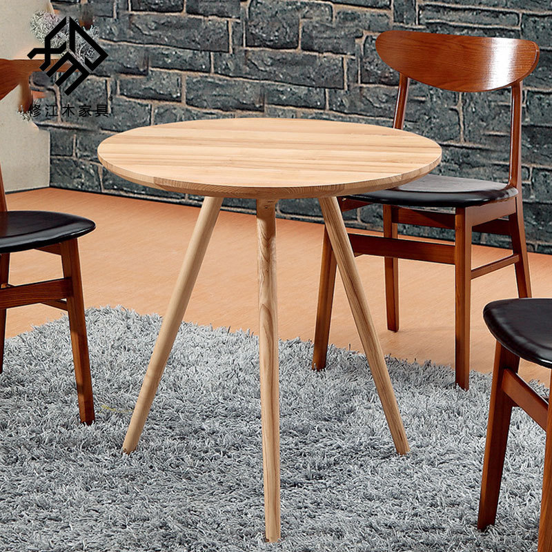 Tea Restaurant negotiation tea table combination suit practical round solid wood tea table leisure simple white wax wooden table