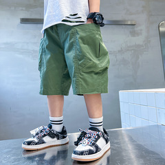 トレンドブランド子供カーゴショーツ2025年夏新作韓国風ミディアムパンツ男の子七分パンツ洋風中大型子供パンツ