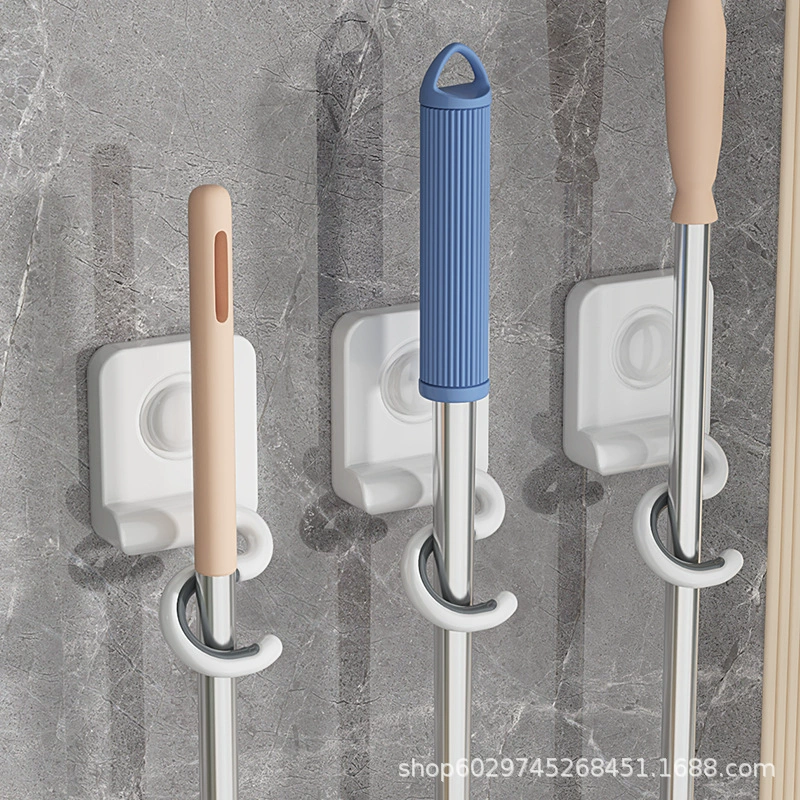 Настенный зажим для швабры, крючок для швабры, клейкий крючок без сверления, стеллаж для хранения в ванной комнате за дверью, прочный настенный клей.