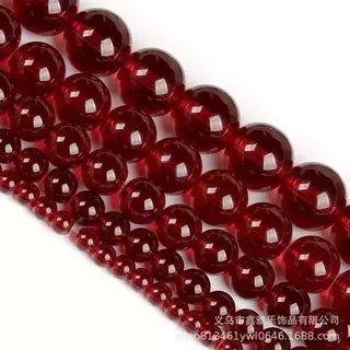 红琉璃散珠酒红玻璃散珠子石榴红玻璃圆珠仿水晶玻璃珠diy配件