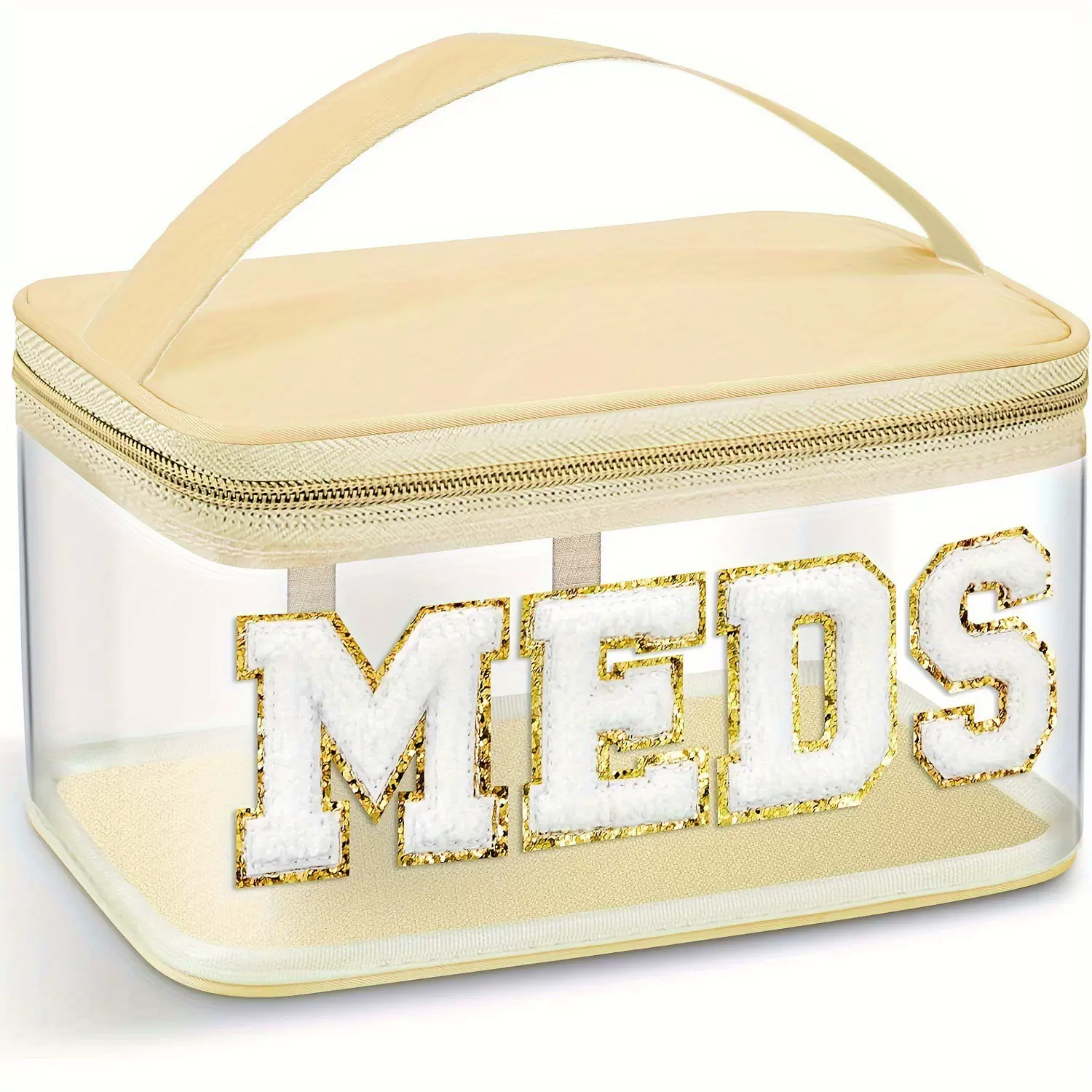 全透明MEDS手提化妆包跨境热销字母刺绣药品收纳包旅行便携洗漱包