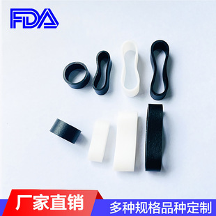 Manufacturer Customized Silicone Tie Coil Data Cable Storage Strap High Elastic Rubber Band Black and White Harness Silicone Ring