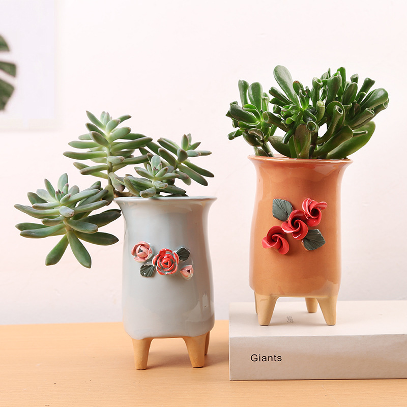 Korean-Style New Product Old Stump Pinch Flower Succulent Flower Pot Coarse Pottery Water-Absorbent Breathable Simple Creative Flower Pot Succulent Plant Container