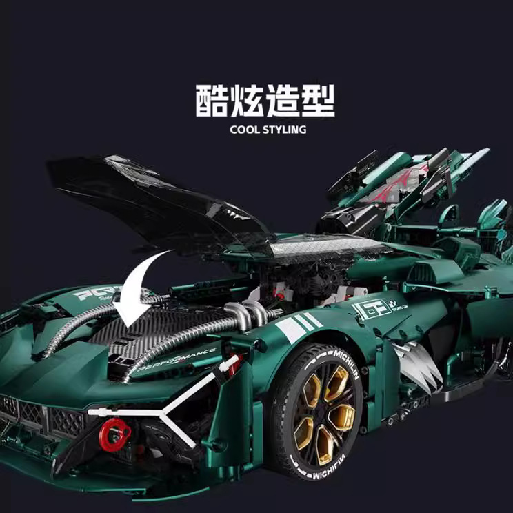 LERU10711 새로운 1:8 슈퍼 런 시리즈 3 천년 전기 도금 한정판 럭셔리카 로고 조립 된 빌딩 블록