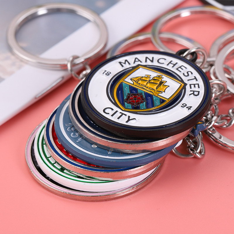 Football Club Badge Zinc Alloy Keychain Pendant Cartoon Double-Sided Painted Pendant Jewelry Manufacturer Wholesale