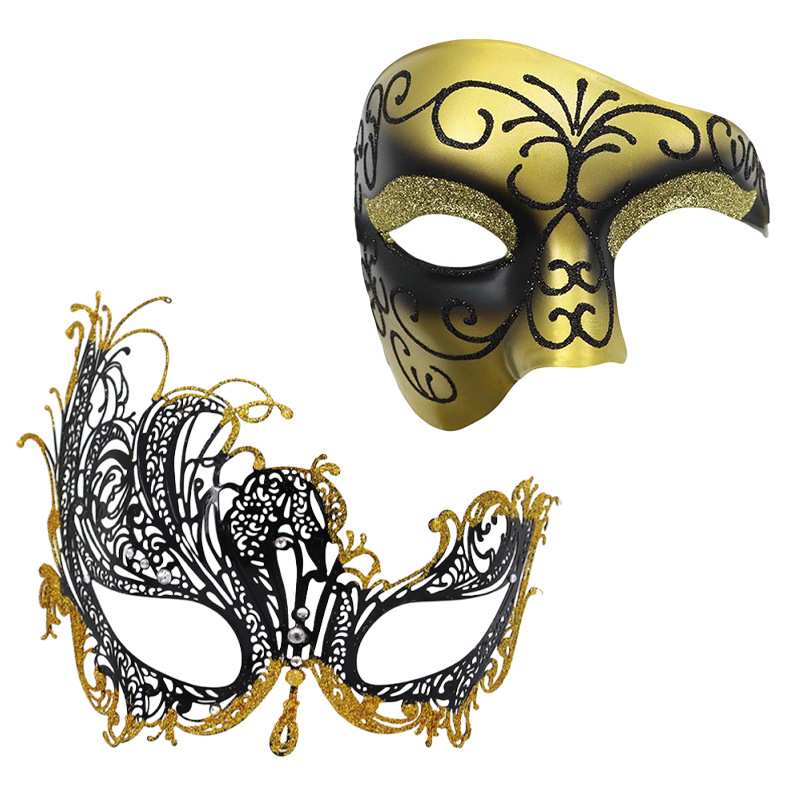 Carnaval Venecia espectáculo de baile de máscaras props hierro forjado máscaras de diamantes máscaras de metal medio cara roja