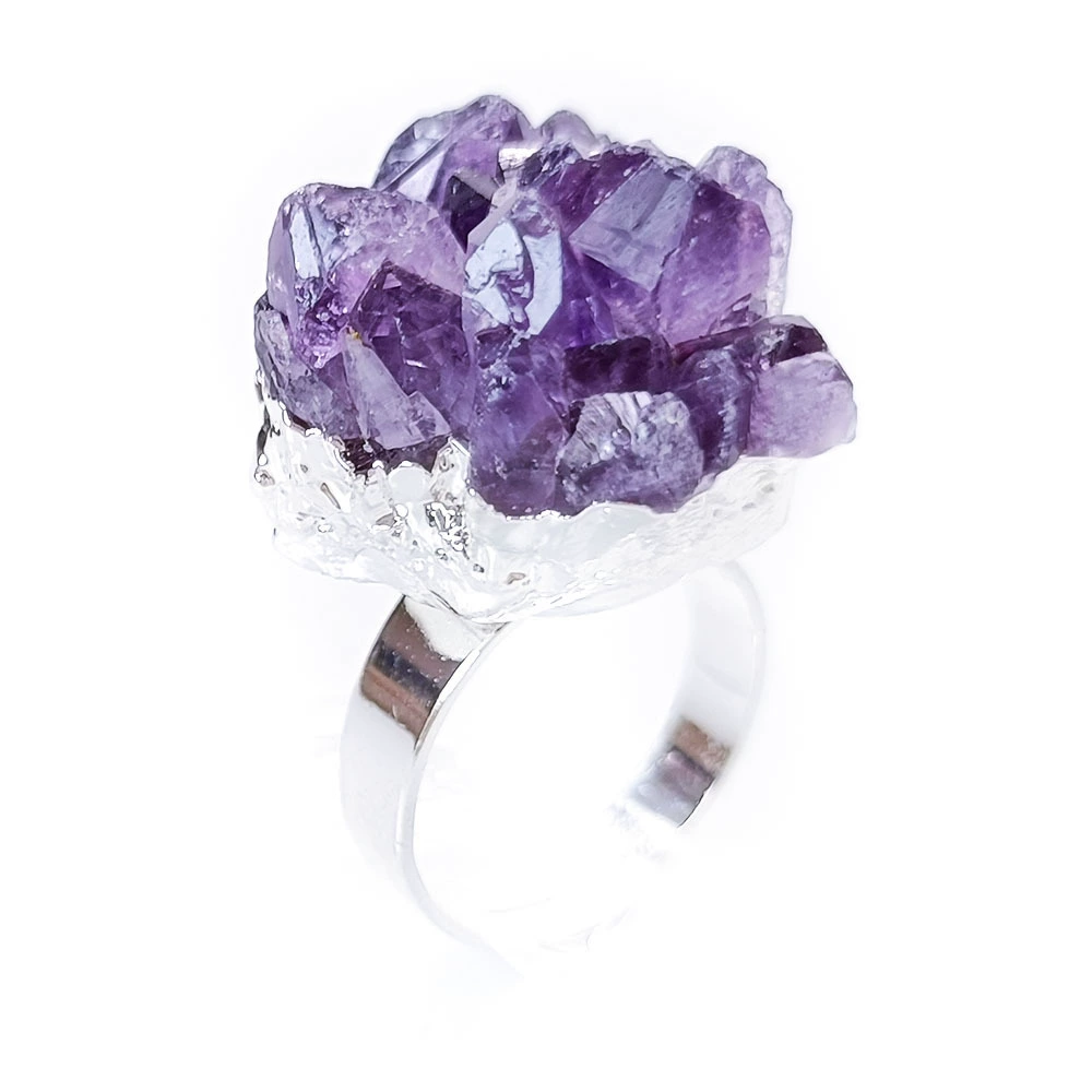 (Cross-border trading), natural ore with amethyst, agate ring with stone