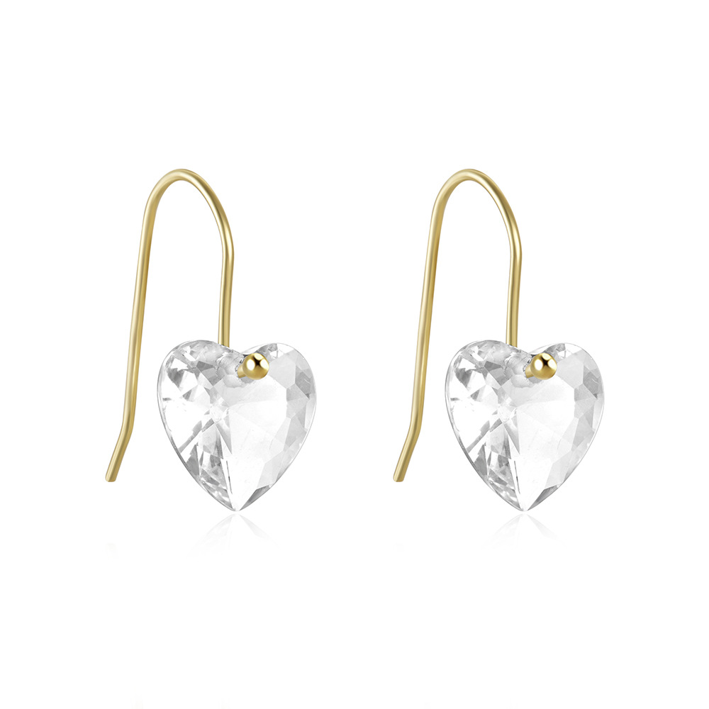 Plating, Inlay Design 1 Pair 925 Sterling Silver Zircon Heart Shape Drop Earrings