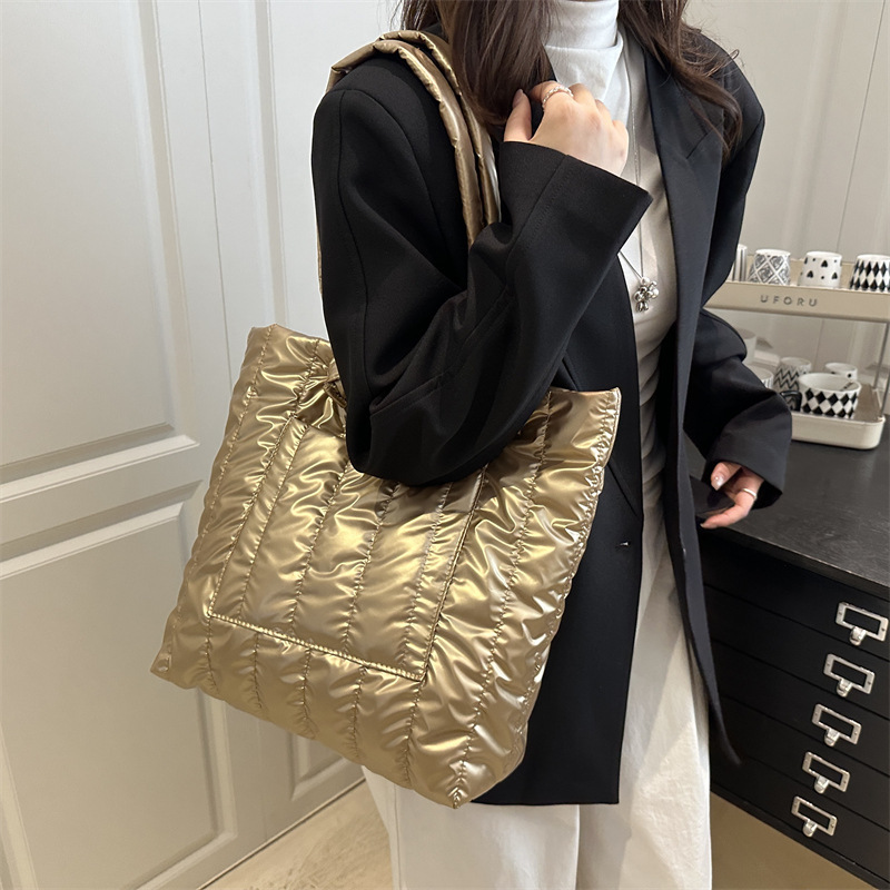 跨境棉服包包女2025新款大容量通勤托特包秋冬款高级感百搭单肩包|undefined