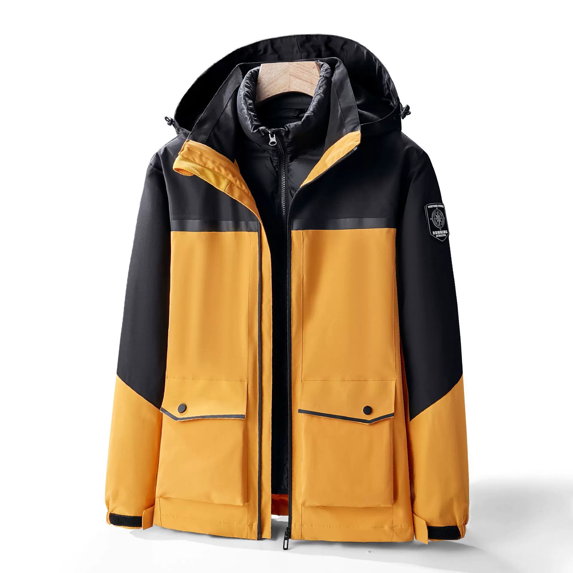 Одежда для зарядки на открытом воздухе Зимняя пара больших размеров Съемный пуховый подкладка на флисовой подкладке Утолщенный теплый водонепроницаемый альпинистский костюм для мужчин