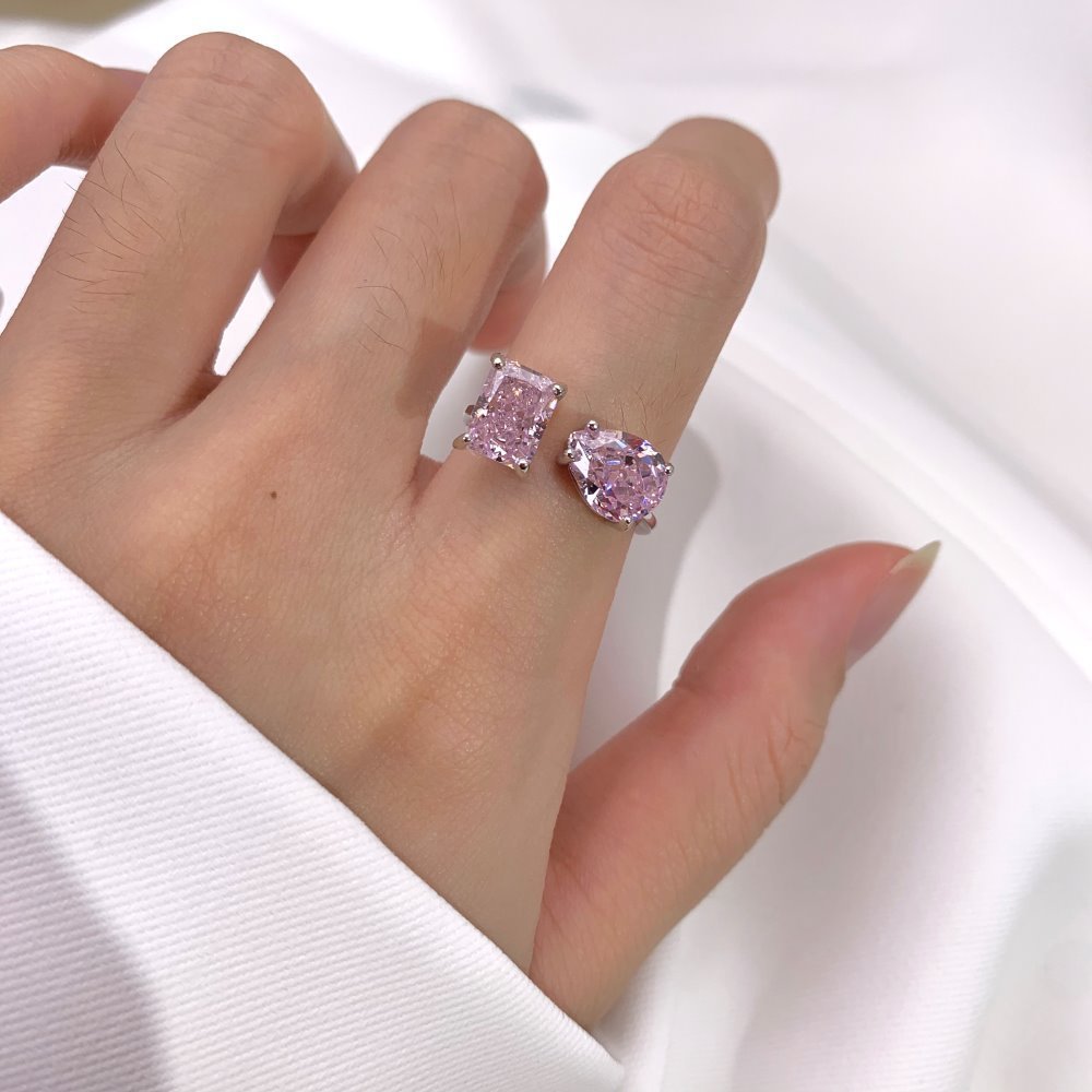 12g Weight Zircon Inlay Material Rings Classification 5, 9 Ring Size 1 Piece Quantity Holiday, Daily Occasion 925 Sterling Silver Material Geometric, Heart Shape Pattern Women's Gender Plating Design Elegant, Lady Style 925 Sterling Silver Zircon Geometric Heart Shape Rings 33