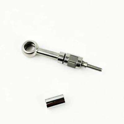 M10 motorcycle nickel-plated brake hose connector 0-degree/28-degree/90-degree extended fish-eye crimp hydraulic connector (Other brake systems) - 0-degrees