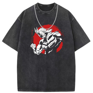 Independent Station Amazon Short-sleeved T-shirt Men's Batik Washed Old Punk Loose plus size Trend Cross-border Customization
