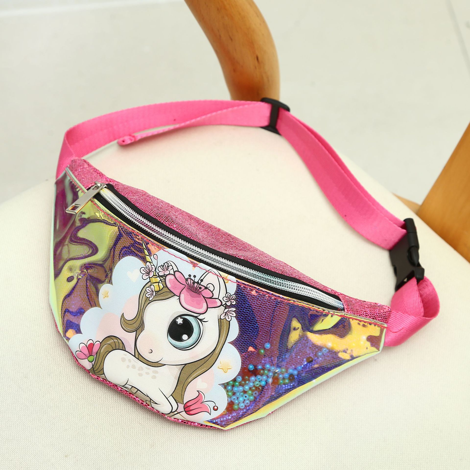 Girl's Medium All Seasons Pu Leather Cartoon Fashion Sequins Semicircle Zipper Fanny Pack display picture 5