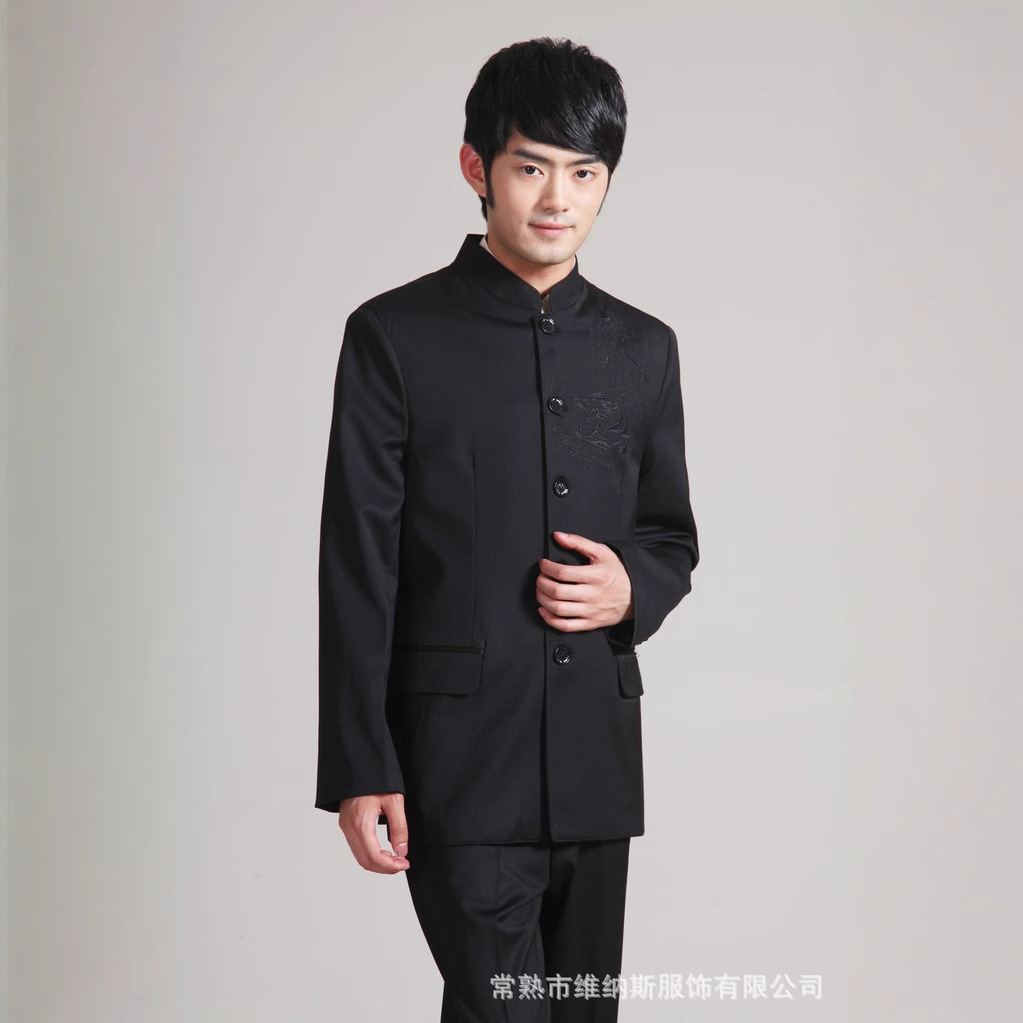 中山装立领韩版西服修身2351-2爸爸唐装中式汉服爷爷中国风老人