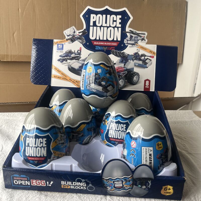Police car small particles twisted egg building blocks helicopter fighter 8-in-1 Creative Assembly fit children's blind box toys