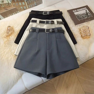 Suit Shorts for Women's Summer Outer Wear 2025 New High-Waist Slimming Look Large Size A-Line Versatile Four-Point Wide-Leg Pants