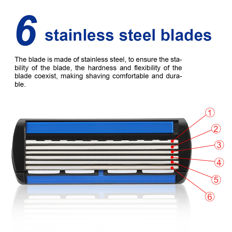 Manufacturer customized six-layer blade OEM OBM razor manual shaver multi-layer stainless steel blade trimming knife
