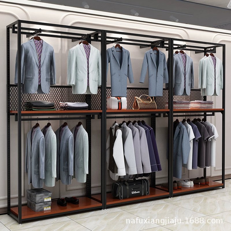 Clothing store display rack indoor vertical hanger men's clothing store iron shelf wardrobe Internet celebrity store decorative clothes shelf