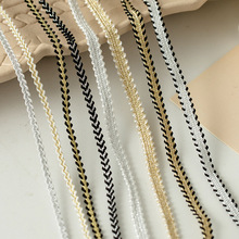 工厂直销 0.4/0.6CM金银无弹小香风 精美龙骨蛇腹绳带服装装饰带