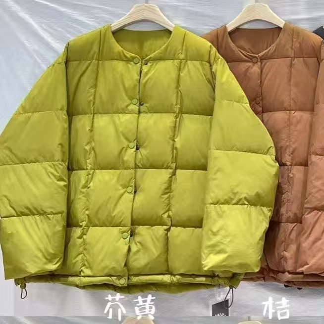 we2025冬季新款女圆领日系羽绒服宽松保暖ins外贸速卖通白鸭绒