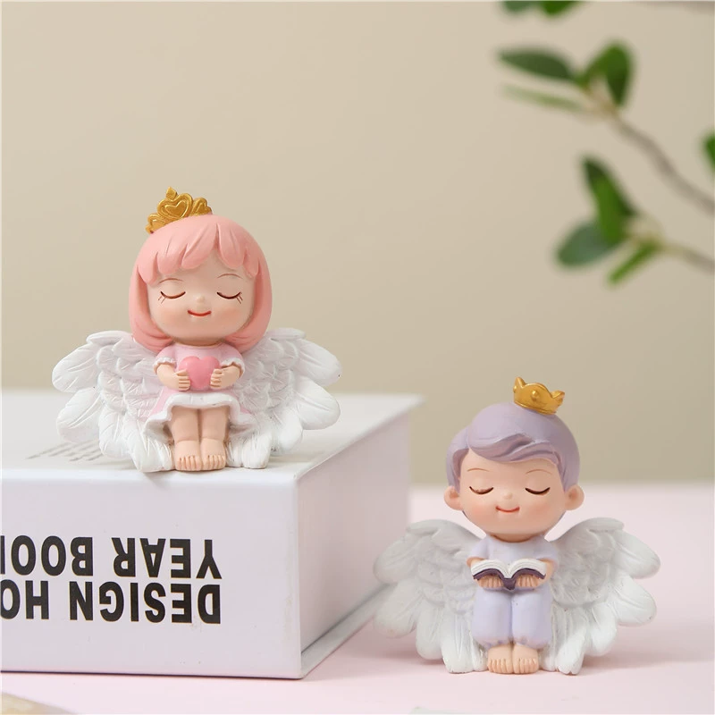 Новые креативные украшения для дома в виде ангелов, ручной работы из смолы, для декора тортов и выпечки