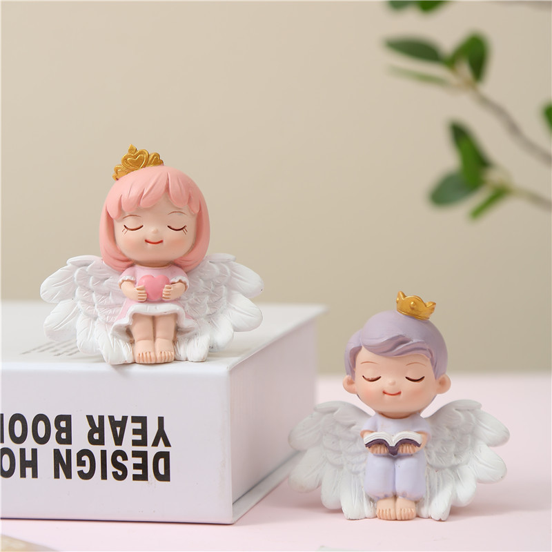 New Creative Struggling Angel Heart Angel Home Decoration Resin Ornaments Baking Cake Decoration Ornaments Handmade