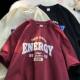 Buy One Get One wine red Short-sleeved T-shirt for Men and Women Summer 2024 New Fashion Brand Casual T-shirt Loose Top