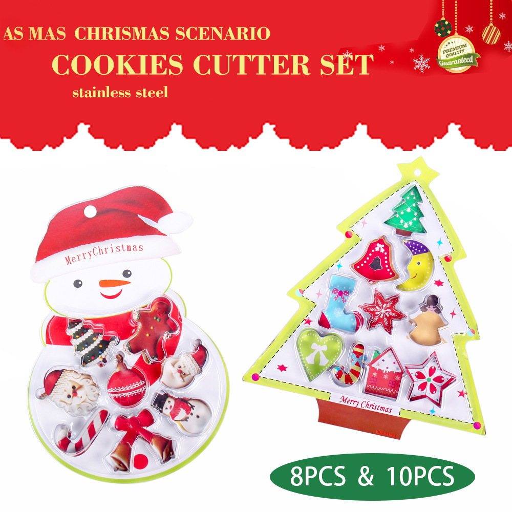 Stainless Steel Christmas Cookie Mold Gingerbread Man Christmas Tree Cookie Mold Fruit Thin Press Cut Baking Mold