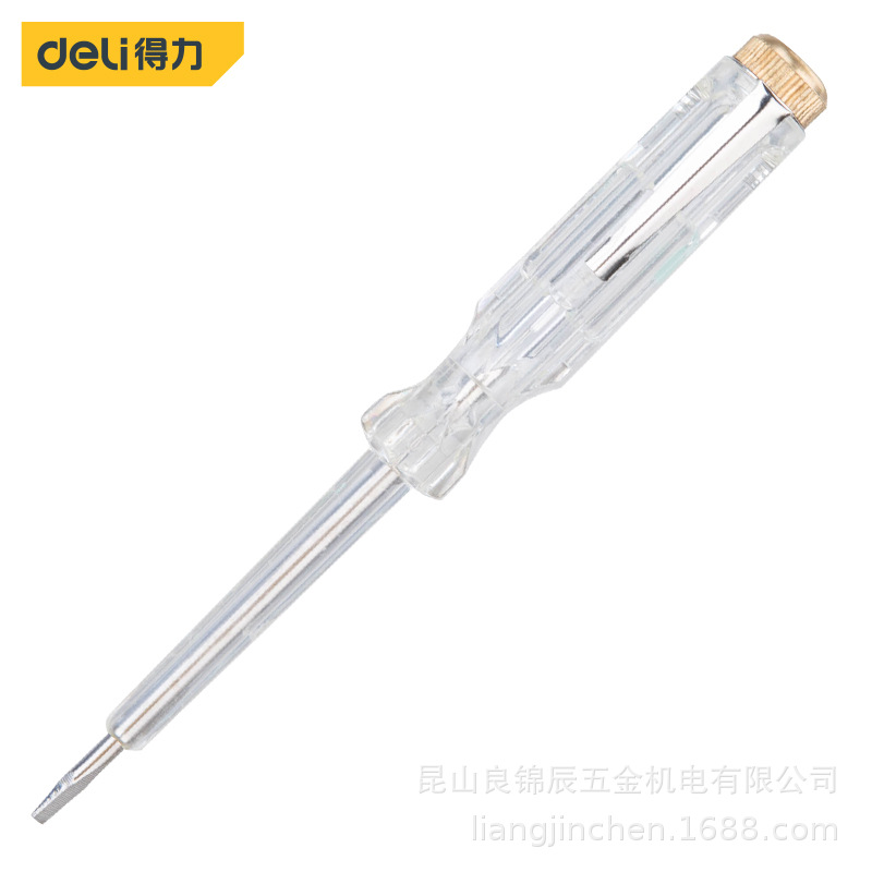 得力工具 简易式测电笔家用电工多功能透明柄螺丝刀LED灯DL8001 2