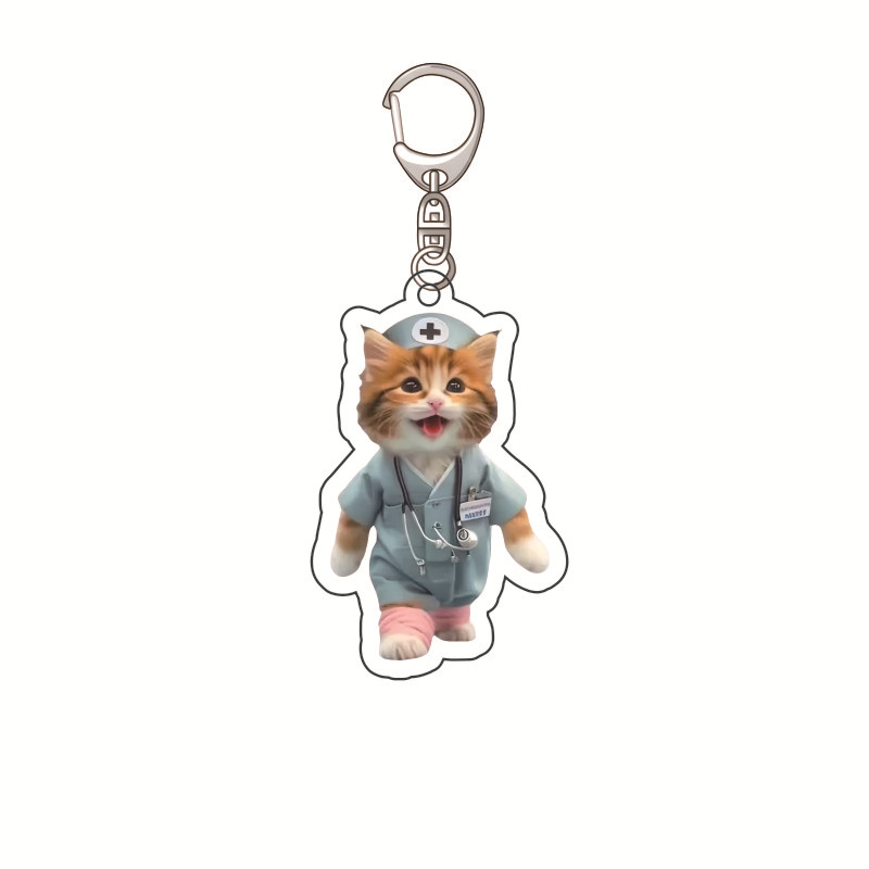 Plátano gato feliz gato acrílico llavero comida gato gato cabeza emoji paquete llavero divertido