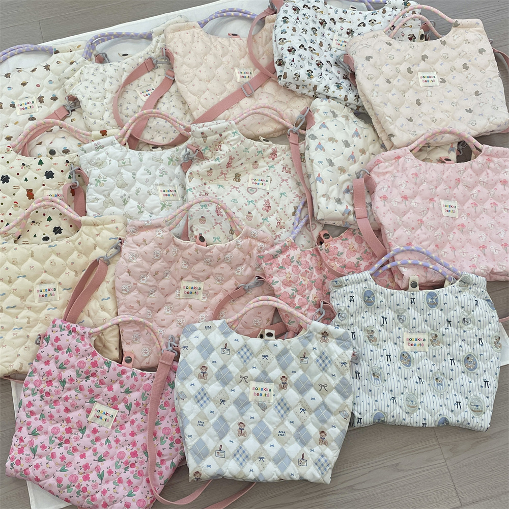 Mala de ombro acolchoada para mulher estilo coreano tote cartoon_voghion.com
