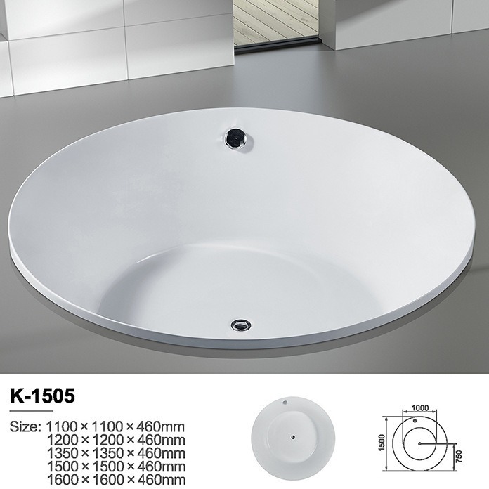 Embedded Bathtub Round Acrylic Engineering Ordinary Empty Cylinder Hotel Villa Homestay Bathroom Bath Round Bathtub