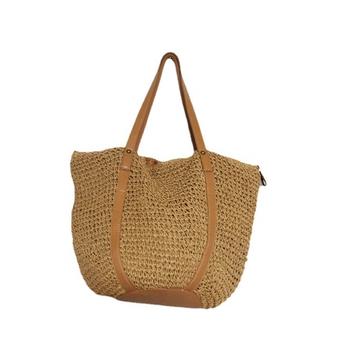  new summer style large-capacity bucket bag vegetable basket one-shoulder woven straw large bag ins holiday casual women's bag