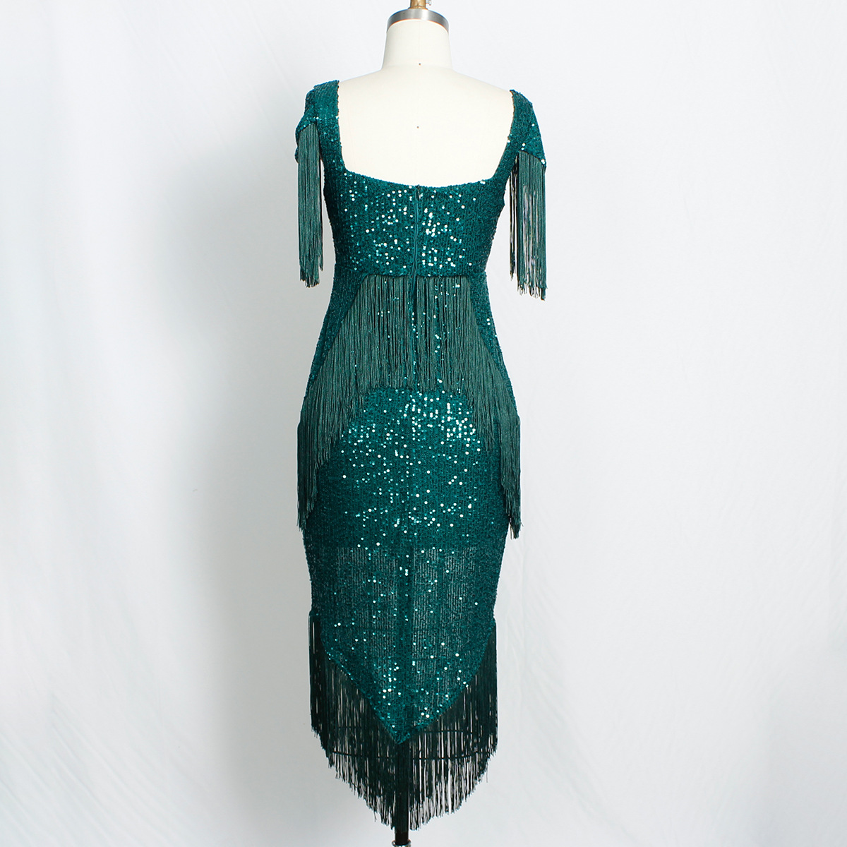 Elegant Women's Evening Dress With Sequins And Tassels For Party_voghion.com
