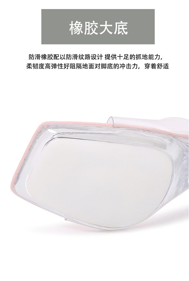 Dép sandal nữ mũi vuông trong suốt gót nhọn hở gót phong cách Âu Mỹ — Màu bạc, Màu hồng, Màu mơ, Màu trắng chi tiết 10