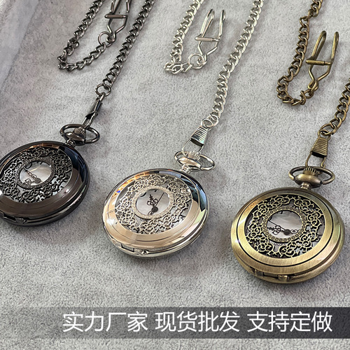 Vintage Nostalgic Flip Quartz Pocket Watch Wholesale Hollow Carved Flower Necklace Ancient Style Wall Clock Cross-border Dropshipping