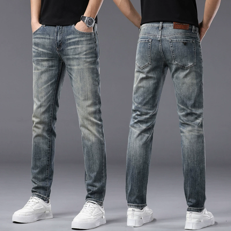 Тонкие эластичные джинсы, брюки, корейский стиль, Slim Fit, (международная торговля)