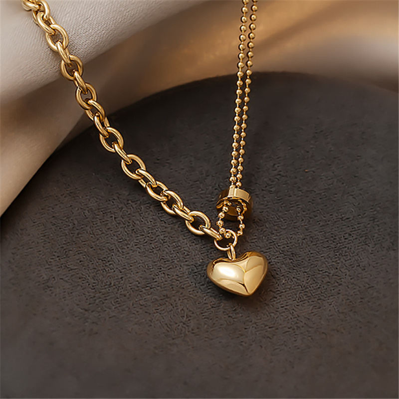 Fashion Splicing Chain Peach Heart Pendent Alloy Necklace display picture 3