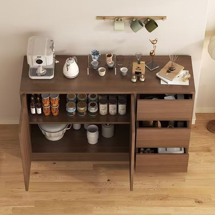 Gabinete de comedor de oficina pequeño armario de té armario de madera armario de viento de crema todo en un armario de almacenamiento de almacenamiento de viento de crema mesa de té