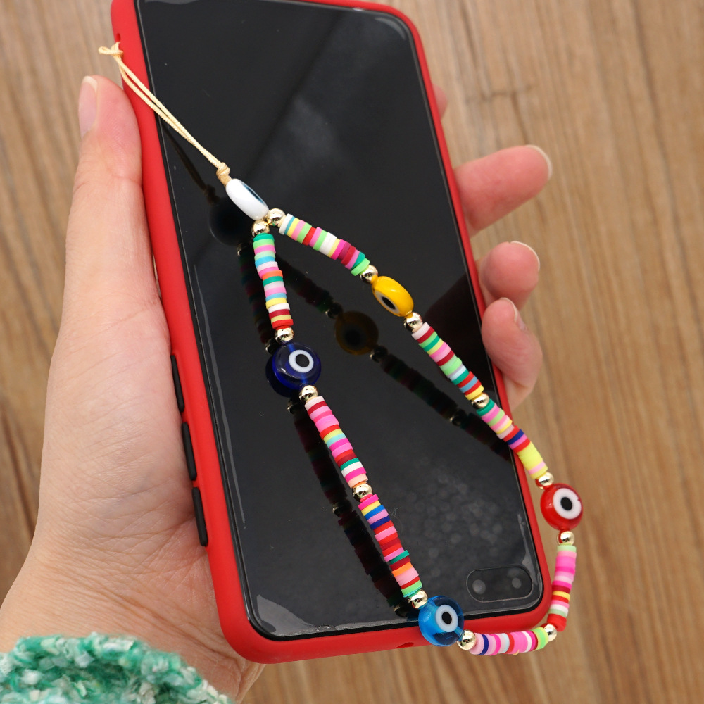 Devil's Eye Mobile Phone Charm Hand-woven Glass Eye Beads Mobile Phone Lanyard Wholesale display picture 2