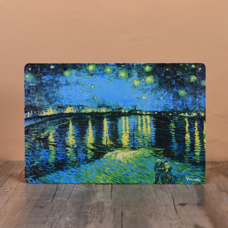 Pintura de hojalata pastoral Flor antigua retro Arte de hierro Pintura colgante pequeña Jardín al aire libre Balcón Decoración de pared Colgante transfronterizo