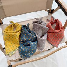 春季上新儿童小围巾 韩系格子百搭男女童双面凹造型宝宝四方巾